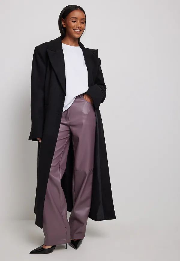 NA-KD Trend Straight PU Pants - Purple