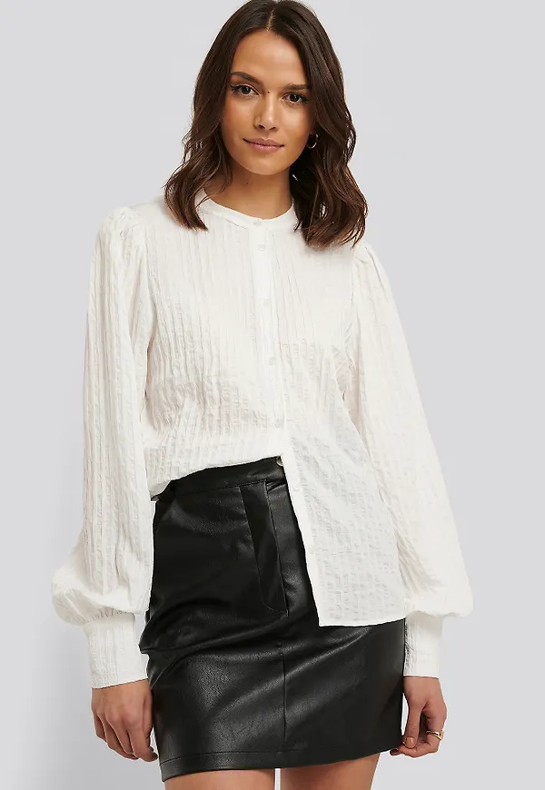 NA-KD Trend Structure Crew Neck Shirt - White