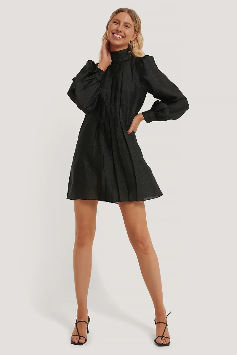 NA-KD Trend Structured Organza Gathered Mini Dress - Black