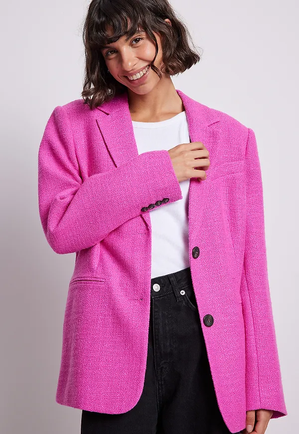 NA-KD Trend Strukturerad oversize kavaj - Pink
