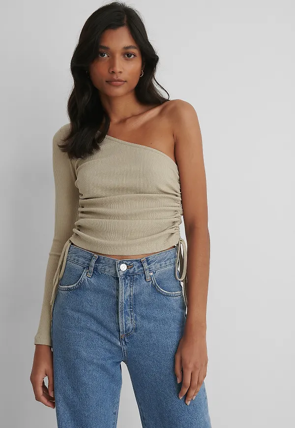 NA-KD Trend Topp med dragsko - Beige