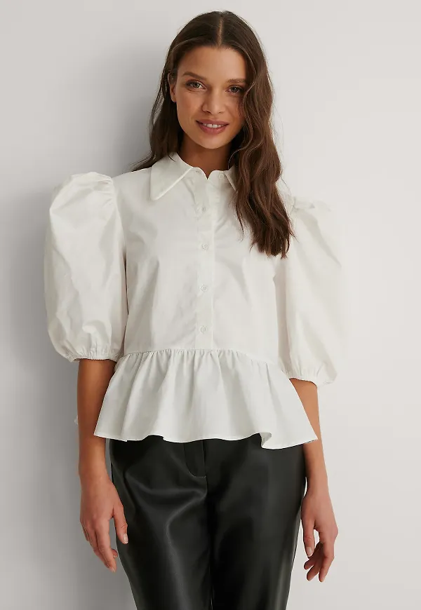 NA-KD Trend Topp Med Puffärm - Offwhite