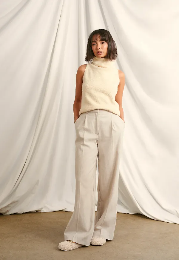 NA-KD Trend Vida flanellbyxor - Beige