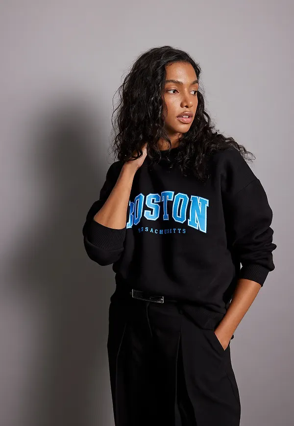 NA-KD Tröja med Boston City-tryck - Black