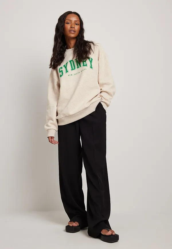 NA-KD Tröja med Sydney City-tryck - Beige