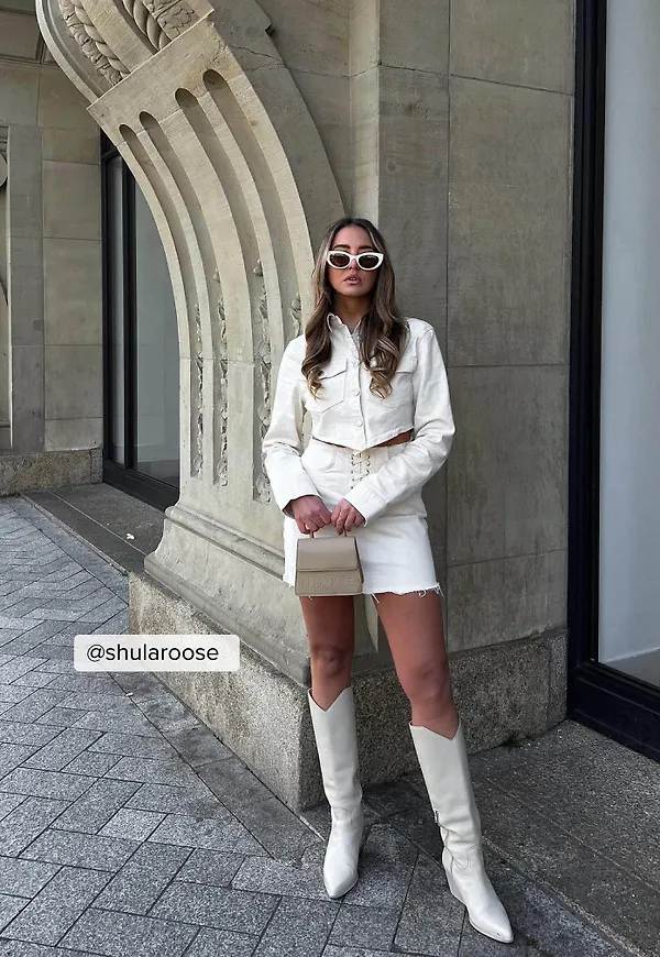 NA-KD V-formad Denimskjorta - Offwhite