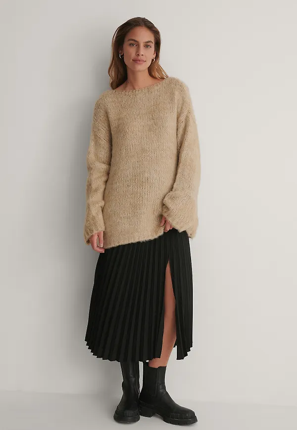 NA-KD Veckad Midikjol - Black