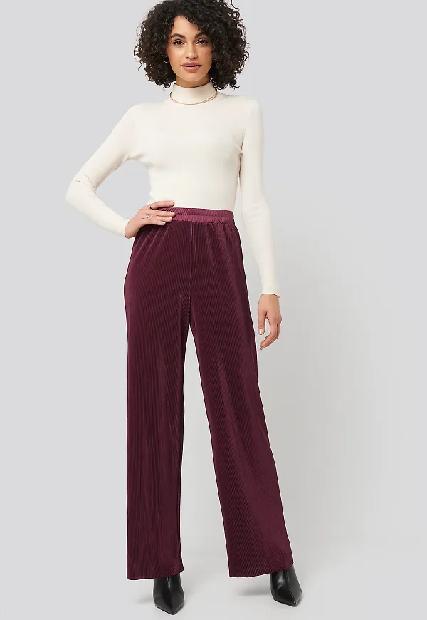 NA-KD Wide Pleated Pants - Red