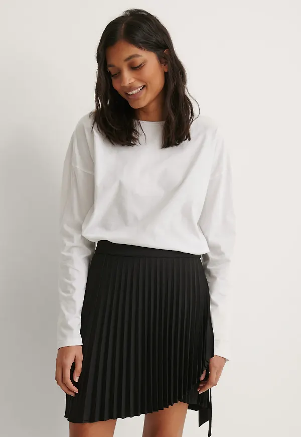 NA-KD Wrap Pleated Mini Skirt - Black