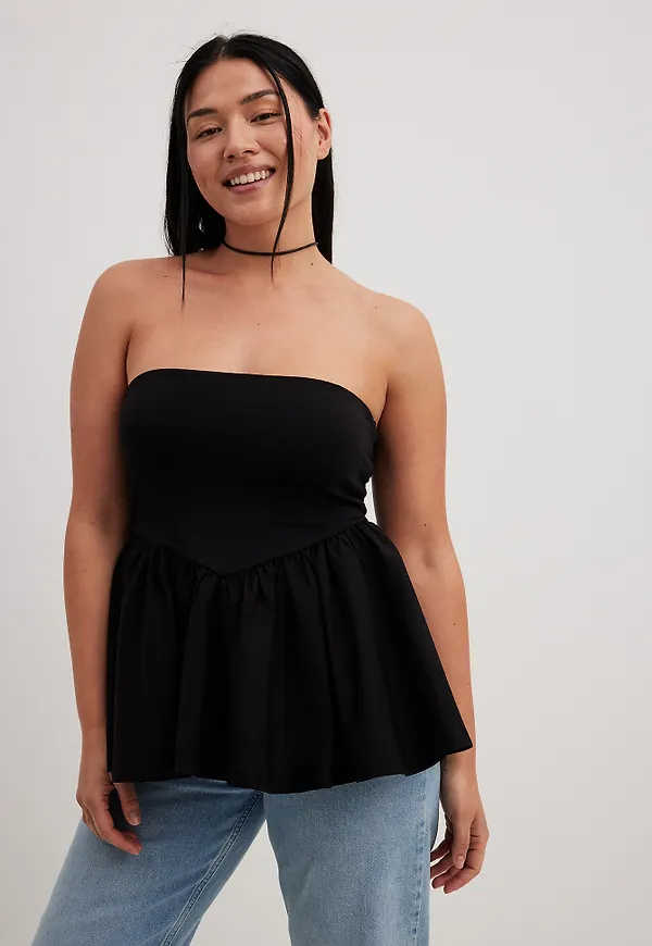 NA-KD Ärmlös poplin-topp i jersey - Black
