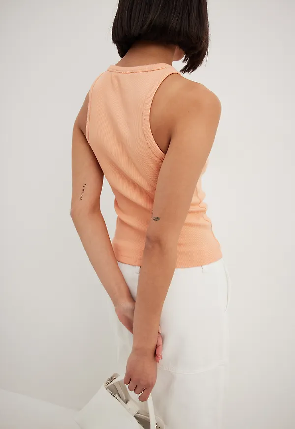 NA-KD Basic Ribbat linne - Orange