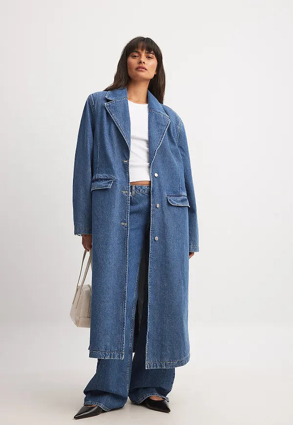 NA-KD Blazerkappa i denim - Blue