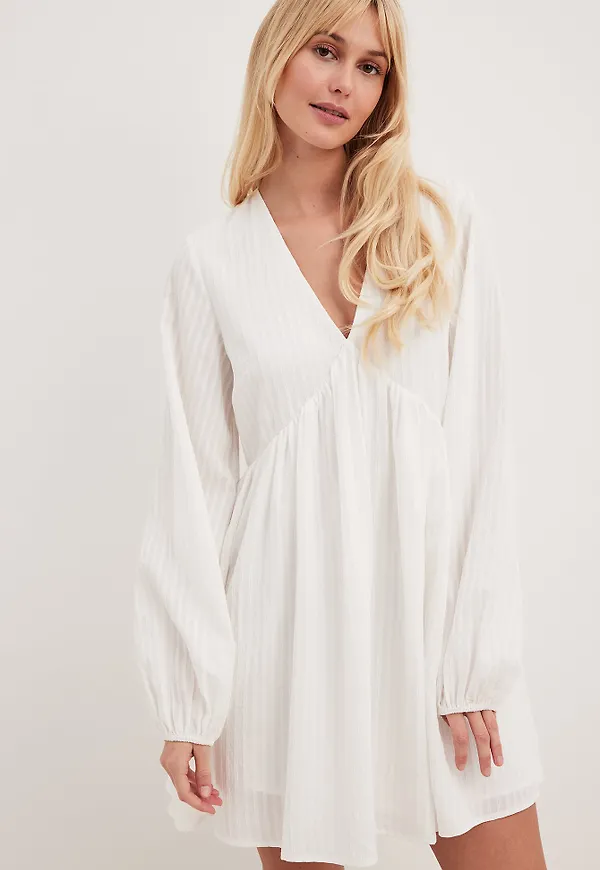 NA-KD Boho Strukturerad vid miniklänning - White