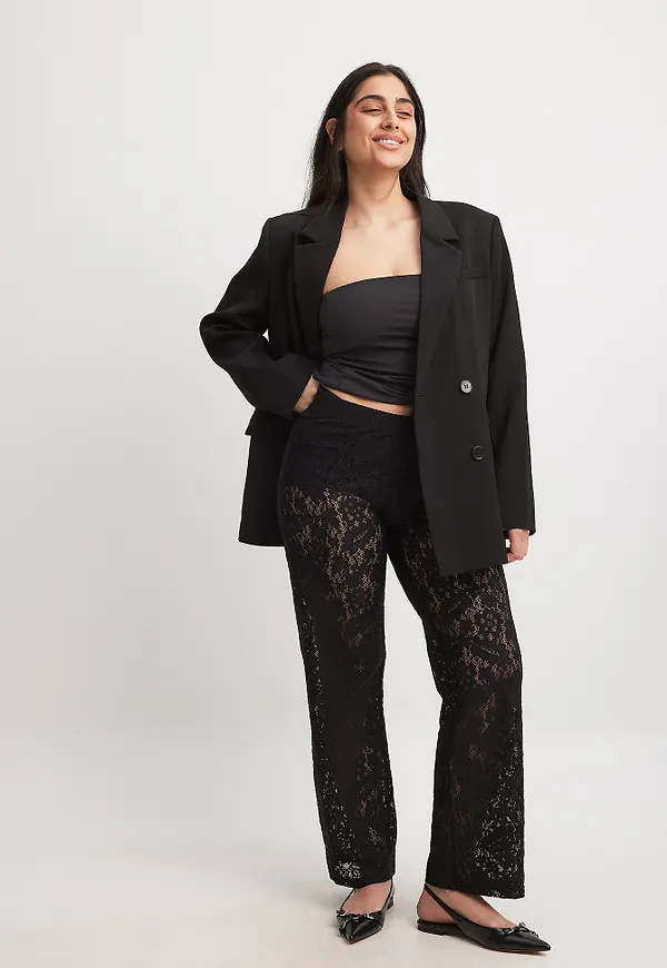 NA-KD Byxor med spets - Black