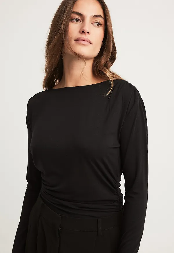 NA-KD Draperad topp i jersey - Black