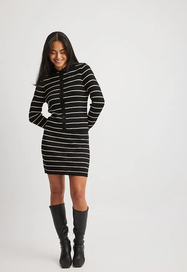 NA-KD Finstickad minikjol - Stripe