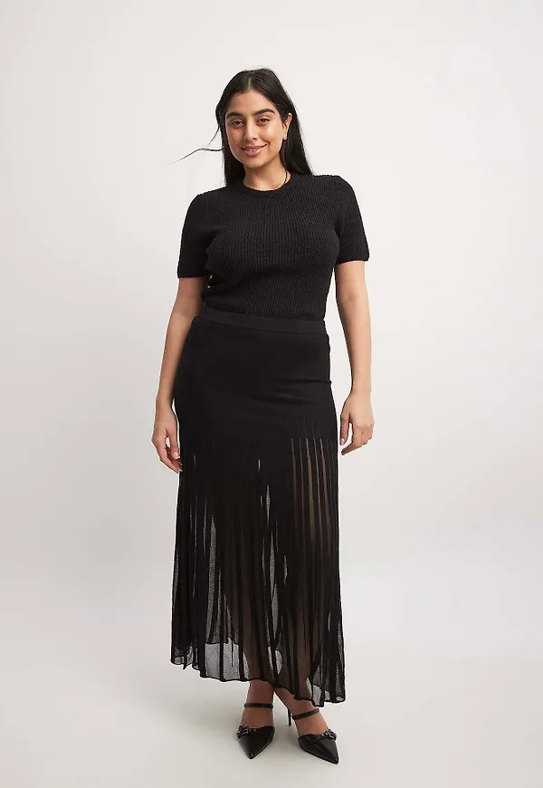 NA-KD Knitted Maxi Skirt - Black