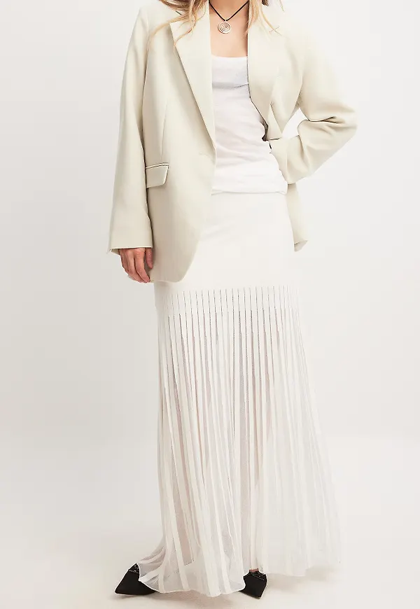 NA-KD Knitted Maxi Skirt - White