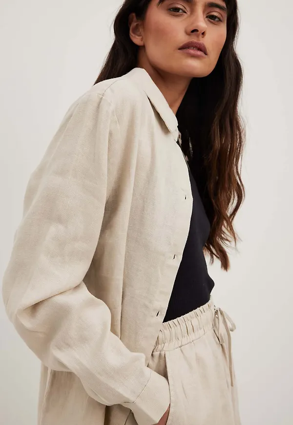 NA-KD Linneskjorta - Beige