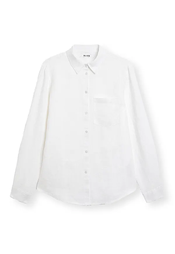 NA-KD Linneskjorta - White
