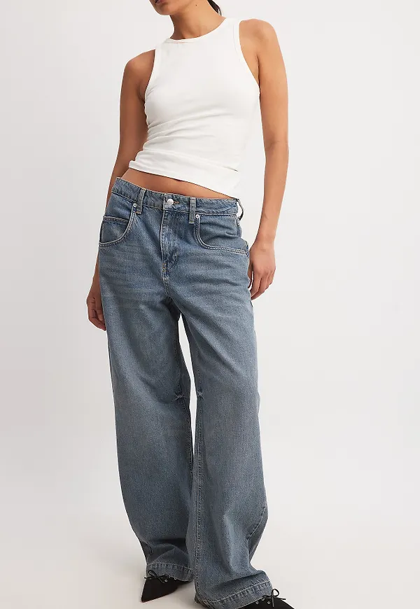 NA-KD Lös denim med fickdetalj - Blue
