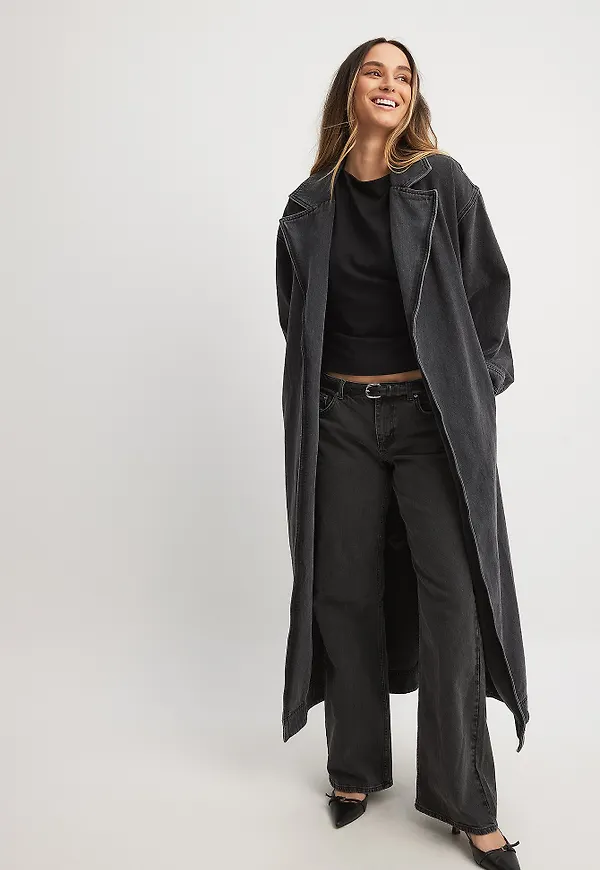 NA-KD Maxikappa i denim - Grey