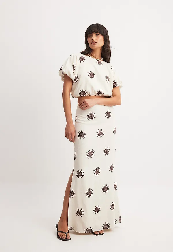 NA-KD Maxikjol med lin-look - Beige