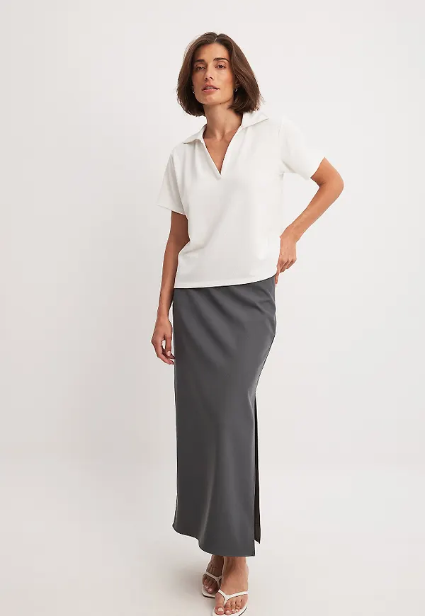 NA-KD Maxikjol med slits - Grey