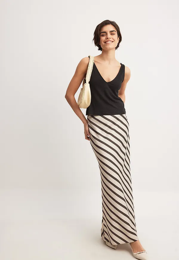 NA-KD Mermaid Shape Maxi Skirt - Stripe