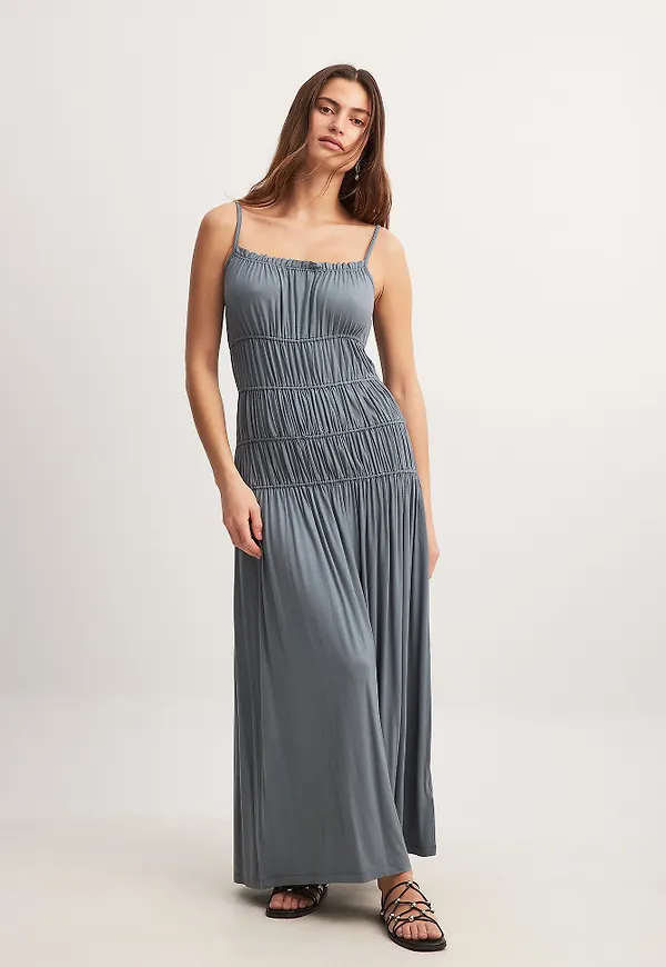 NA-KD Rouched Midi Dress - Grey