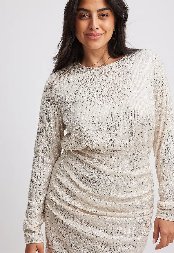 NA-KD Rychad miniklänning med paljetter - Beige