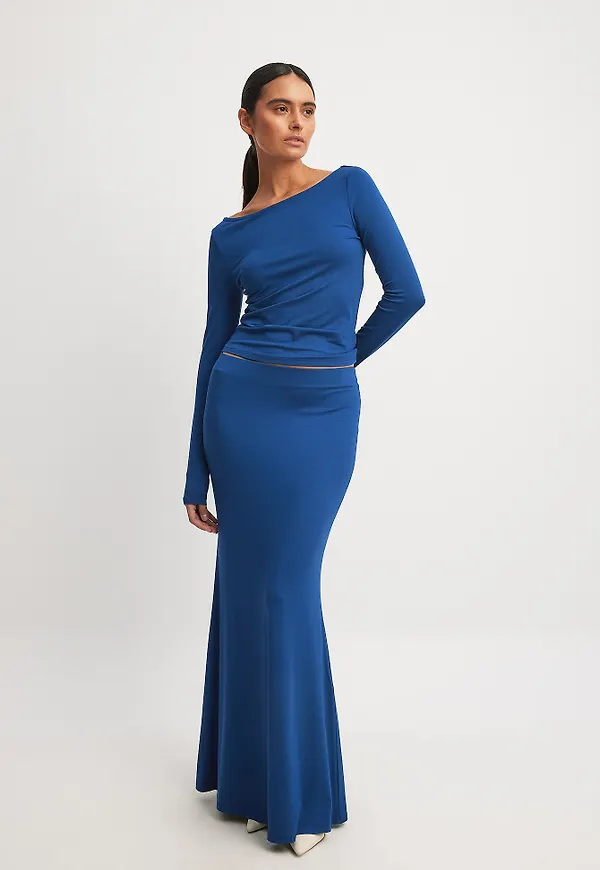 NA-KD Soft Line maxikjol - Blue