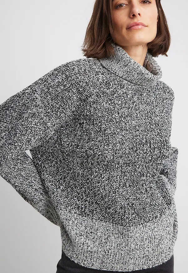 NA-KD Stickad tröja med polokrage - Grey