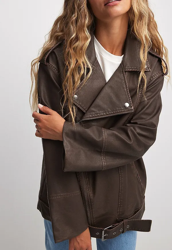 NA-KD Trend Bikerjacka i PU - Brown