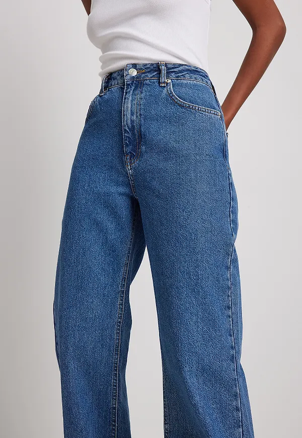 NA-KD Trend Relaxed fullängdsjeans - Blue