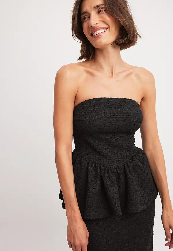 NA-KD Tubtopp i tweed - Black