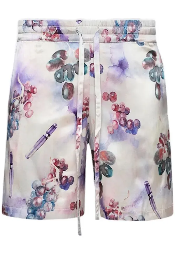 Nahmias sidenshorts med druvtryck - Vit