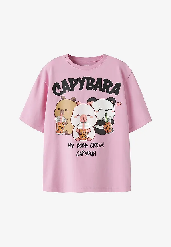Name it - T-shirt Nkfsylla Capybara Ss Nreg Top Box S - Rosa
