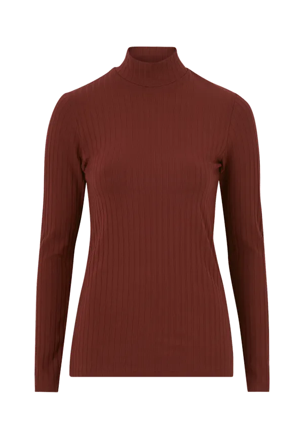 Nanso - Topp Polo Rib - Brun