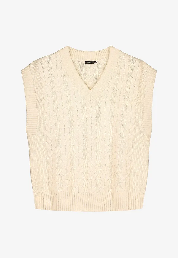 Nanso - Väst Ladies Knit Vest, Palmikko - Beige