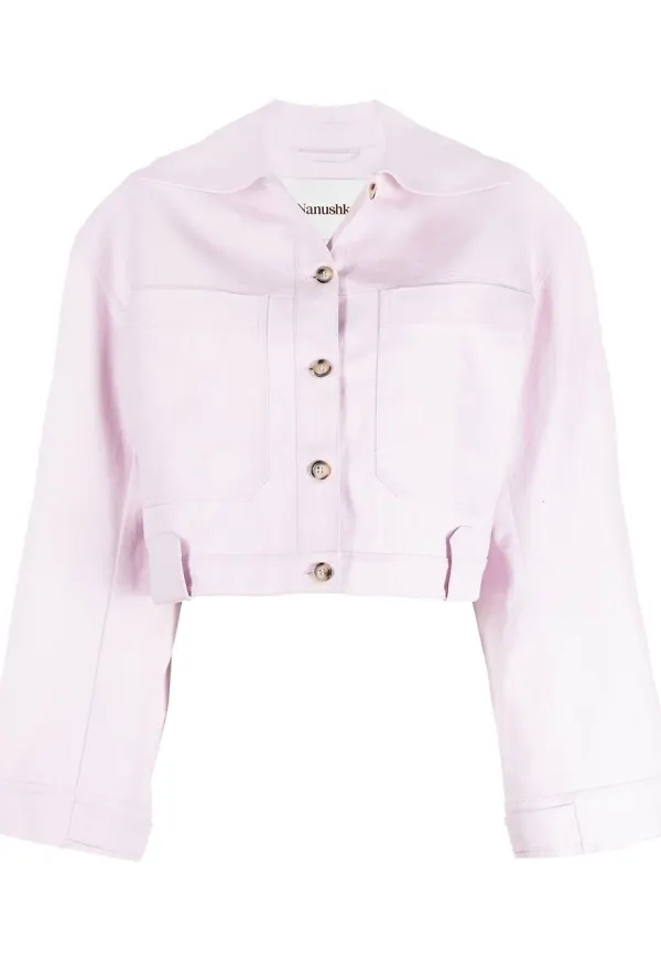 Nanushka beskuren jeansjacka - Rosa