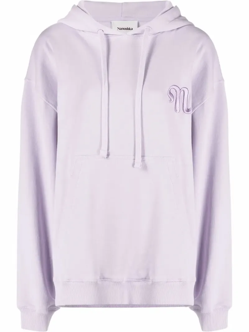 Nanushka hoodie med broderad logotyp - Lila