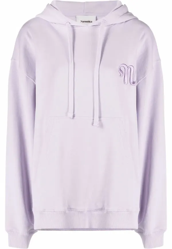 Nanushka hoodie med broderad logotyp - Lila