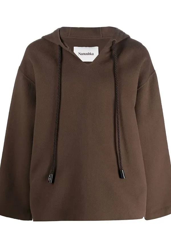 Nanushka hoodie med pilgrimskrage - Brun