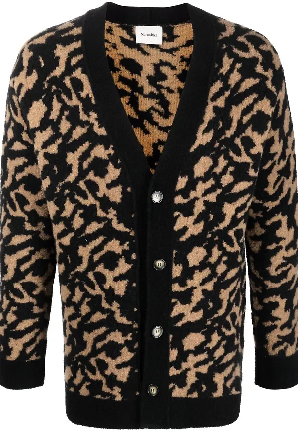 Nanushka kofta i jacquard - Svart