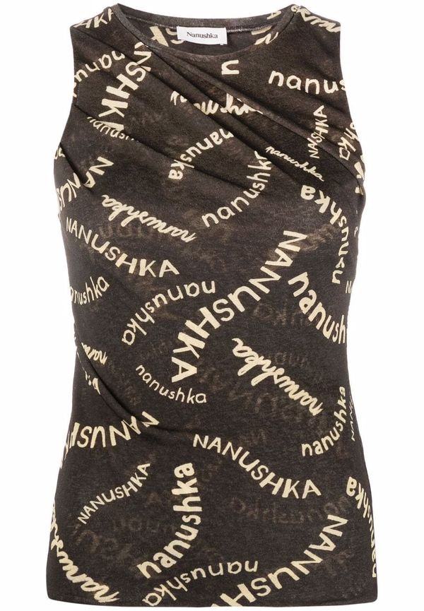 Nanushka linne med logotyp - Brun