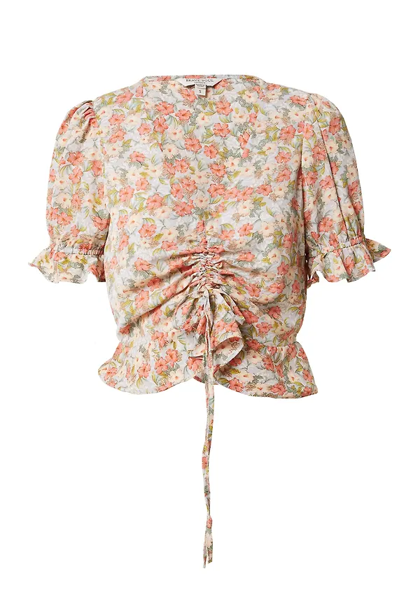 Nasty Gal Blus grå / grön / melon / vit