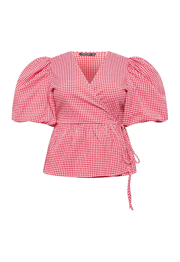 Nasty Gal Plus Blus röd / vit