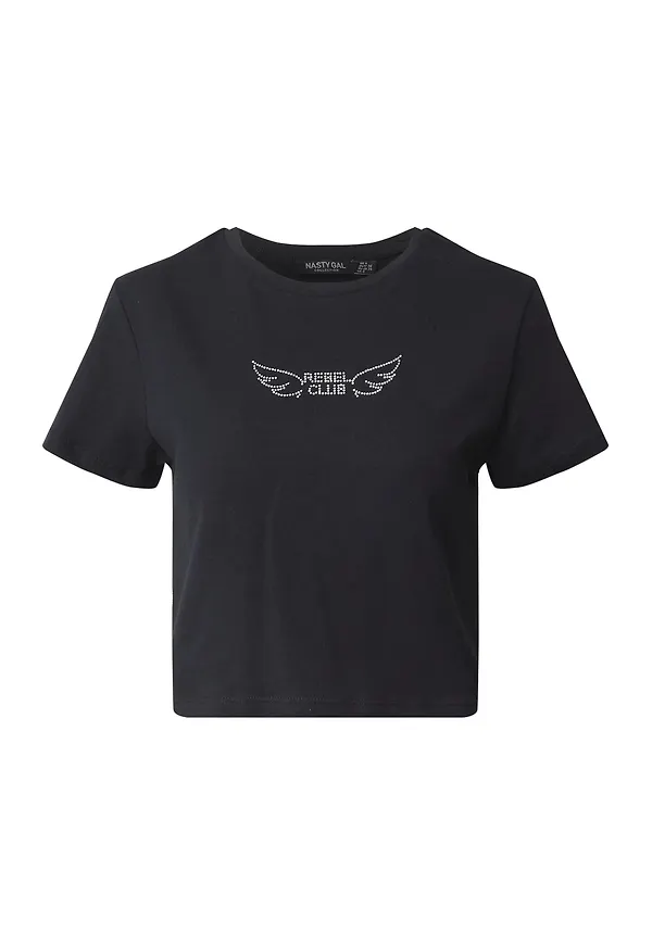 Nasty Gal T-shirt svart / silver
