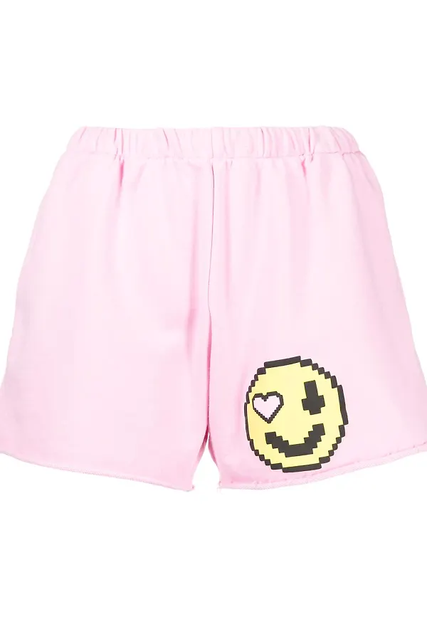 Natasha Zinko shorts med pixelsmiley - Rosa